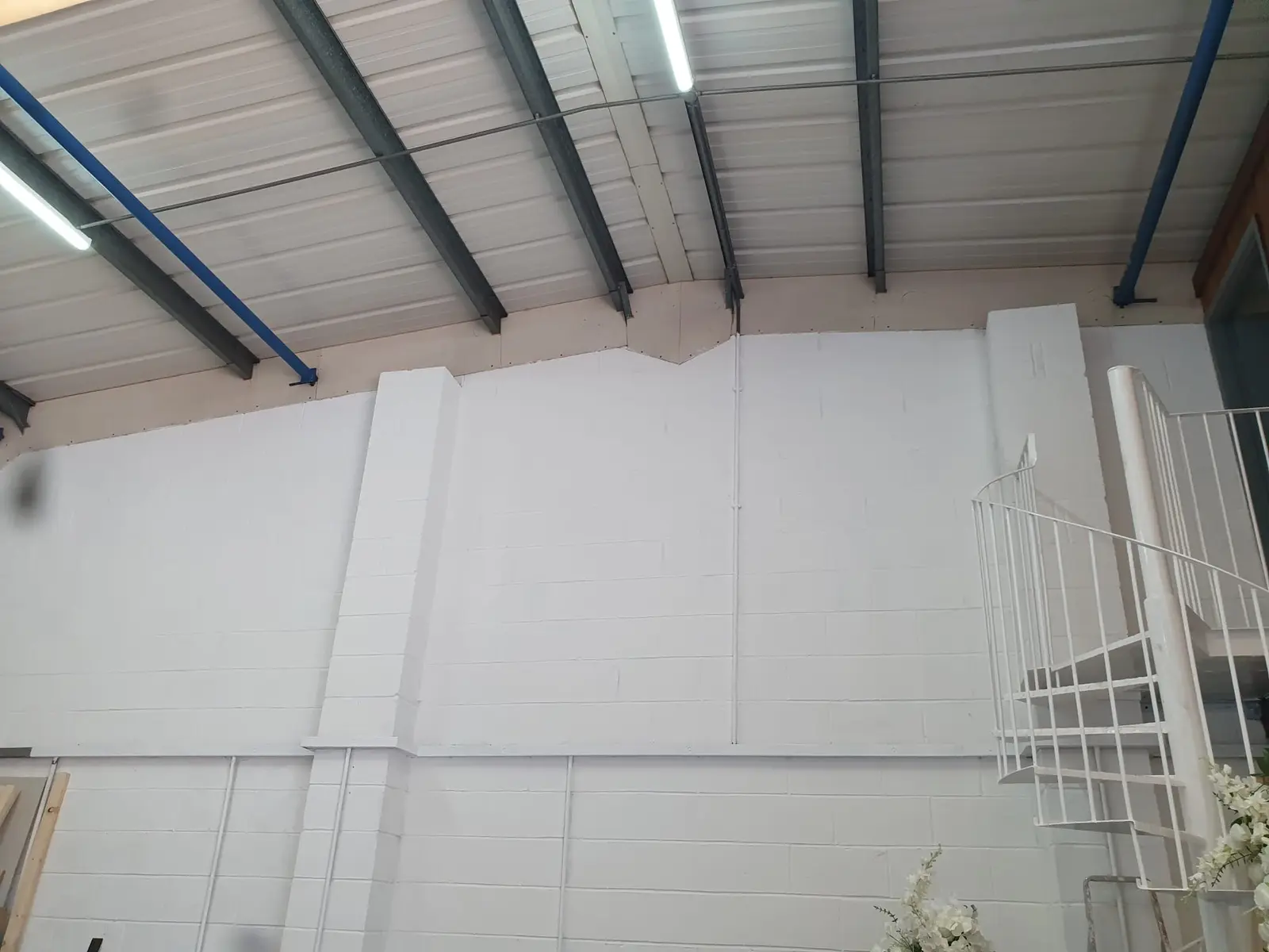 Bee Sweet Occasions showroom wall after full-height white painting
