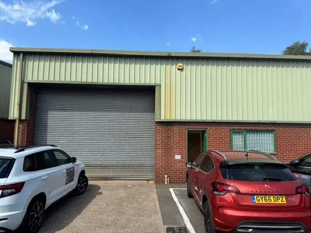 Commercial workshop unit before external refurbishment in Burton-on-Trent